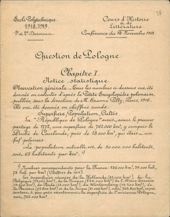 Informator o Polsce wydany na potrzeby Konferencji Pokojowej, 14.11.1918 r.; AAN, Komitet Narodowy Polski w Paryżu, sygn. 365.