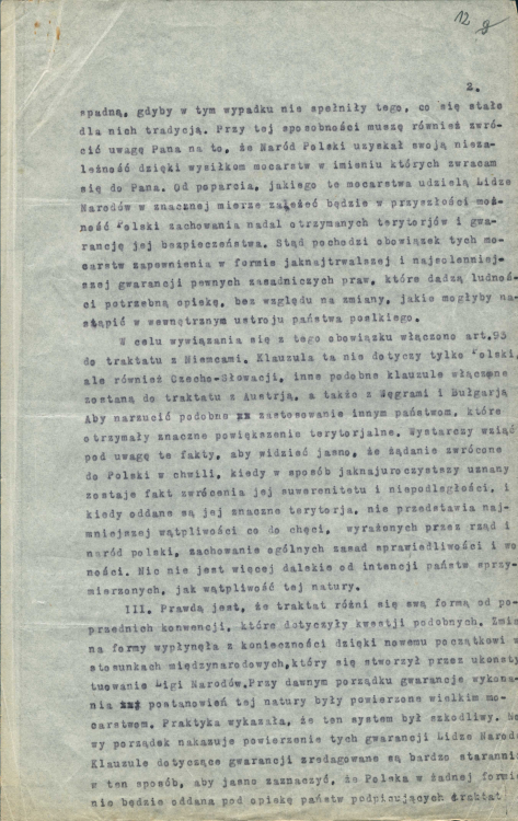 Streszczenie listu Georgesa Clemenceau do Ignacego Jana Paderewskiego, 24.06.1919 r.; AAN, Kancelaria Cywilna Naczelnika Państwa, sygn. 7.