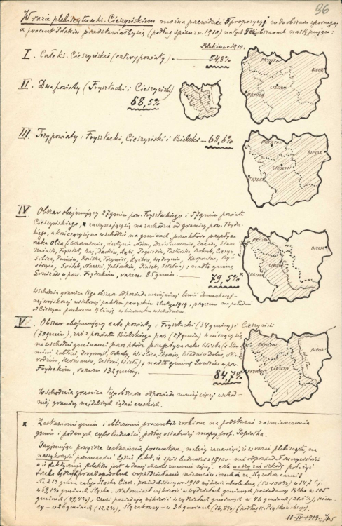 Mapki Śląska Cieszyńskiego; AAN, Delegacja Polska na Konferencję w Paryżu, sygn. 17.