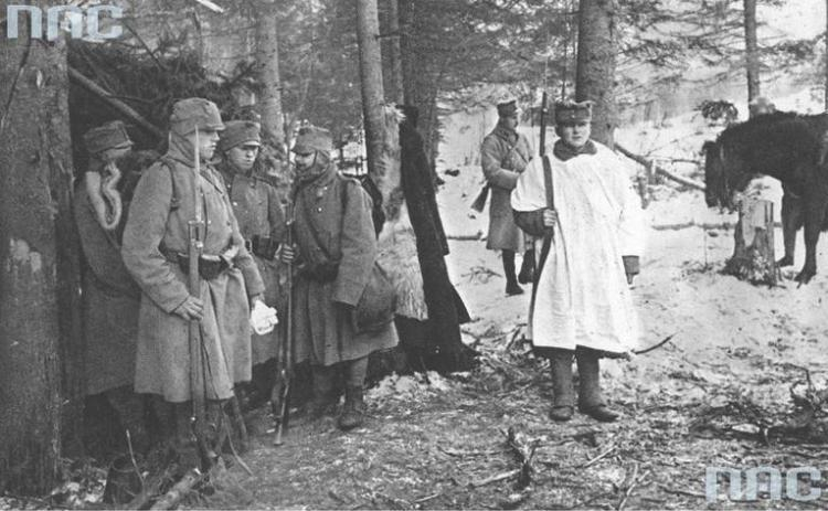 II Brygada Legionów pod Rafajłową podczas działań na froncie wschodnim. 1914 r. Źródło: NAC