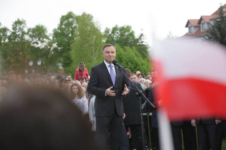 Prezydent Andrzej Duda podczas spotkania z mieszkańcami Krosna Odrzańskiego. Fot. PAP/L. Muszyński