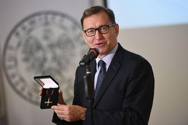 Prezes Instytutu Pamięci Narodowej dr Jarosław Szarek podczas konferencji prasowej „Niezwyciężeni 1918. Ofiary totalitaryzmów”. Fot. PAP/J. Turczyk