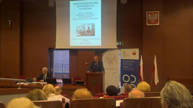 Konferencja „Rola i udział emigracji polskiej w odzyskaniu niepodległości w 1918 r.”. Fot. M. Szukała Konferencja „Rola i udział emigracji polskiej w odzyskaniu niepodległości w 1918 r.”. Fot. M. Szukała