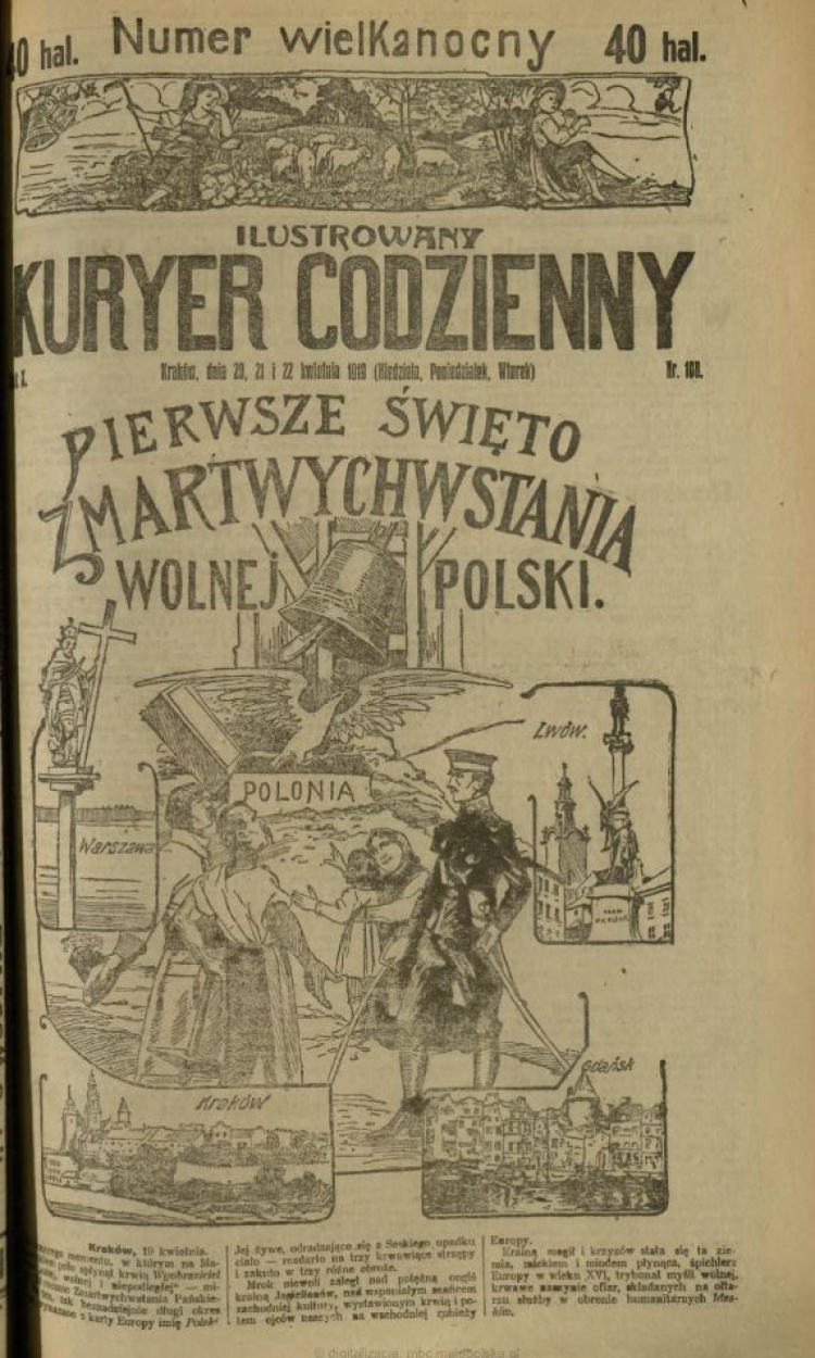 Ilustrowany Kuryer Codzienny, 20/22 IV 1919 r. Domena publiczna. Źródło: Małopolska Biblioteka Cyfrowa - http://mbc.malopolska.pl/dlibra/docmetadata?id=78167&from=publication