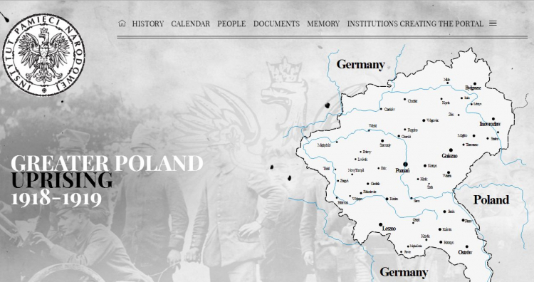 Anglojęzyczną wersję portalu poświęconego Powstaniu Wielkopolskiemu. Źródło: greaterpolanduprising.eu Anglojęzyczną wersję portalu poświęconego Powstaniu Wielkopolskiemu. Źródło: greaterpolanduprising.eu