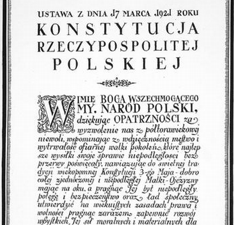 Pierwsza strona Konstytucji marcowej. Źródło: sejm.gov.pl Pierwsza strona Konstytucji marcowej. Źródło: sejm.gov.pl
