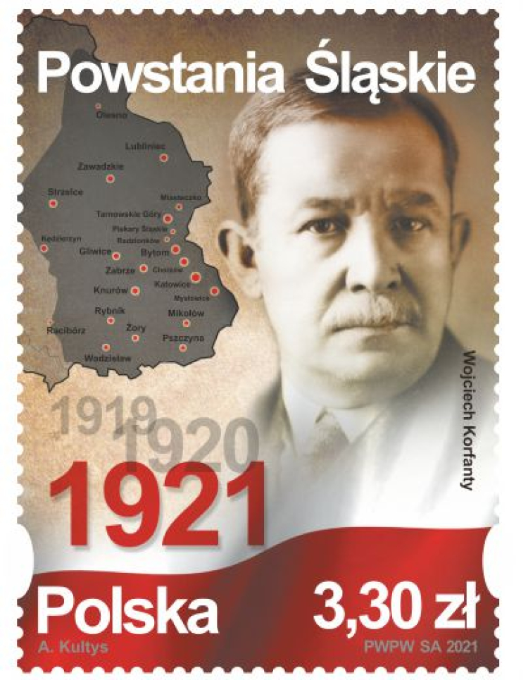 Znaczek Poczty Polskiej upamiętniający 100. rocznicę wybuchu III Powstania Śląskiego