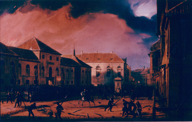 Obraz Marcina Zaleskiego z 1831 r. pt. „Wzięcie Arsenału w noc 29 listopada 1830 roku”. Z zbiorach Muzeum Narodowego w Warszawie. Fot. PAP/Reprodukcja: W. Kryński Obraz Marcina Zaleskiego z 1831 r. pt. „Wzięcie Arsenału w noc 29 listopada 1830 roku”. Z zbiorach Muzeum Narodowego w Warszawie. Fot. PAP/Reprodukcja: W. Kryński