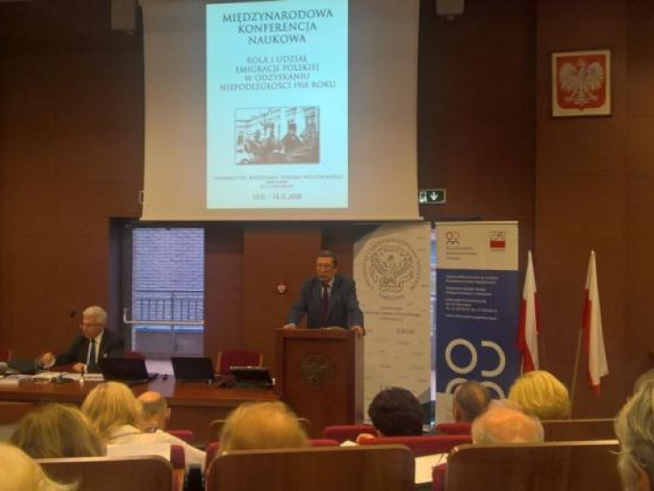 Konferencja „Rola i udział emigracji polskiej w odzyskaniu niepodległości w 1918 r.”. Fot. M. Szukała