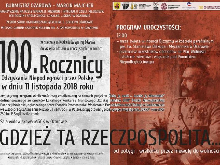 Obchody 100. rocznicy odzyskania przez Polskę niepodległości w Ożarowie