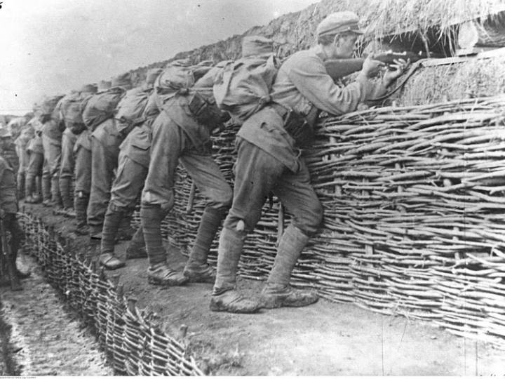 Walki II Brygady Legionów Polskich na froncie wschodnim w Bukowinie - działania wojenne w Rarańczy. 1915 r. Fot. NAC