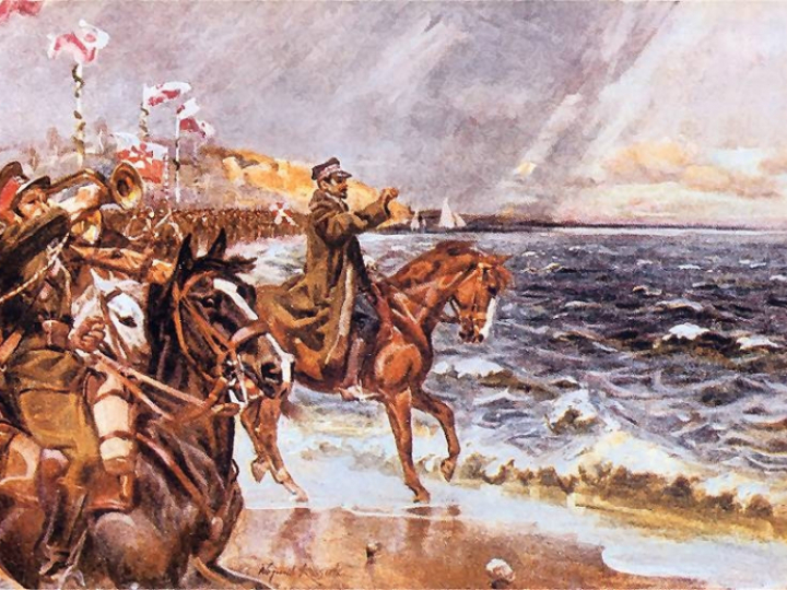 Obraz "Zaślubiny Polski z Bałtykiem" autorstwa Wojciecha Kossaka. Źródło: Wikimedia Commons