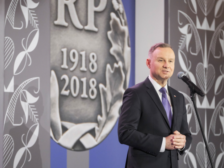 Prezydent RP Andrzej Duda przemawia podczas uroczystości Polonia Rediviva. Fot. PAP/M. Marek